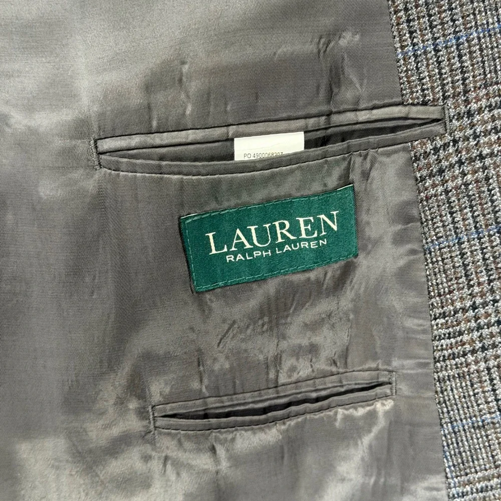 LAUREN RALPH LAUREN Blazer Mens 52R Gray Wool Glen Plaid Sport Coat Jacket